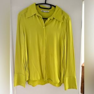 Zara Neon Green Satin Blouse